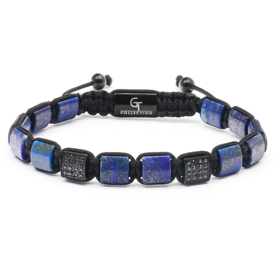 Men's LAPIS LAZULI Flat bead Bracelet