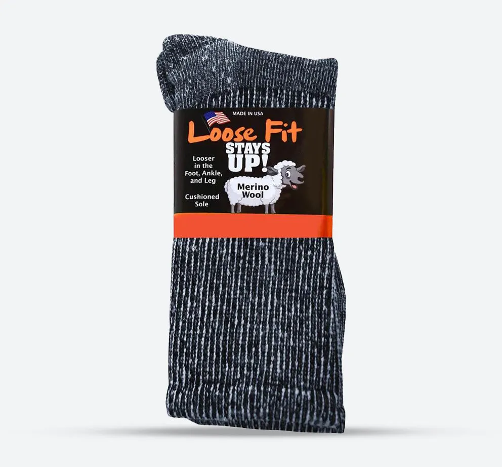 Mens Loose Fit 322 Merino Wool Crew Hiking Socks