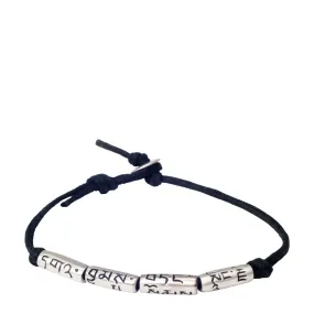 Men's Sterling Silver Fine 4 Immeasurables Bracelet on Black Cord