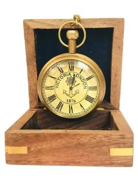 MHE Meenakshi Handicrafts Emporium-Brass Vintage Victoria London (1876) Roman Pocket Watch for Men and Women