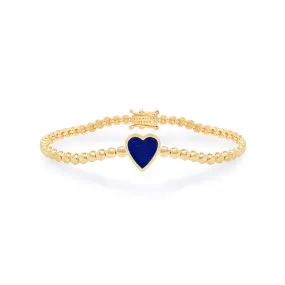 Mini Bezel Tennis Bracelet with Lapis Inlay Heart