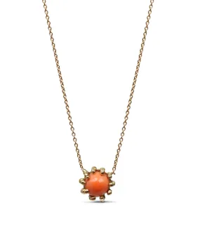 Mini Orange Opal Boule Pendant Necklace