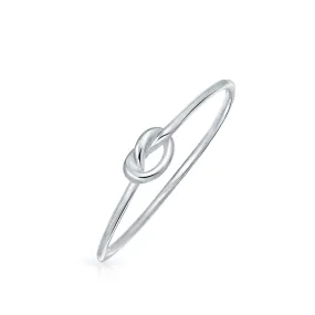 Minimalist Silver Ring: Stackable Infinity Love Knot Sterling Band