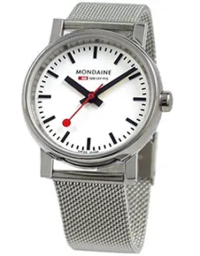 Mondaine EVO Gents Mesh Bracelet - Stainless - White Dial - 35mm Case