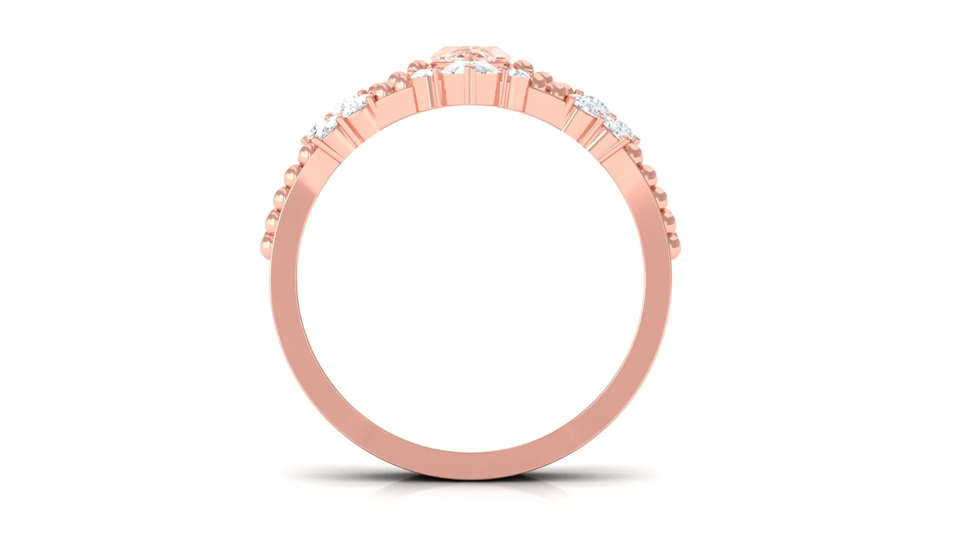 Morganite and Diamond Beaded Ring Set