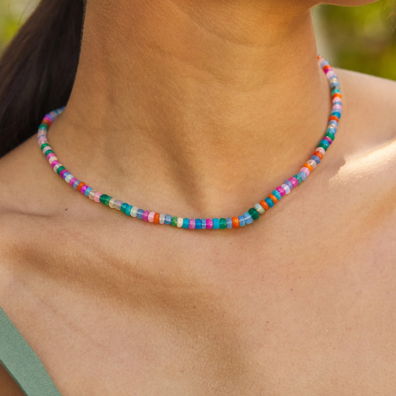 Multicolor Ethiopian Opal Bead Necklace