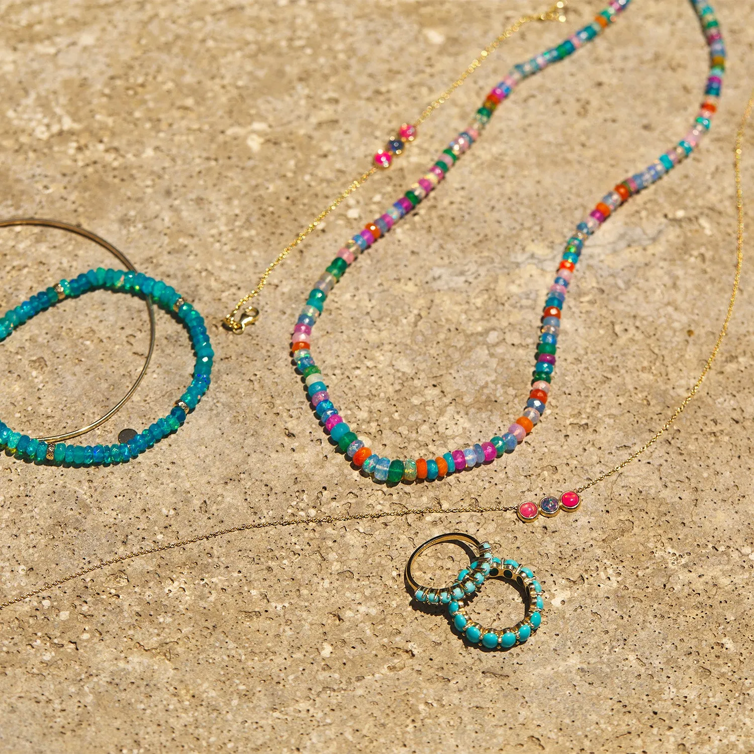 Multicolor Ethiopian Opal Bead Necklace