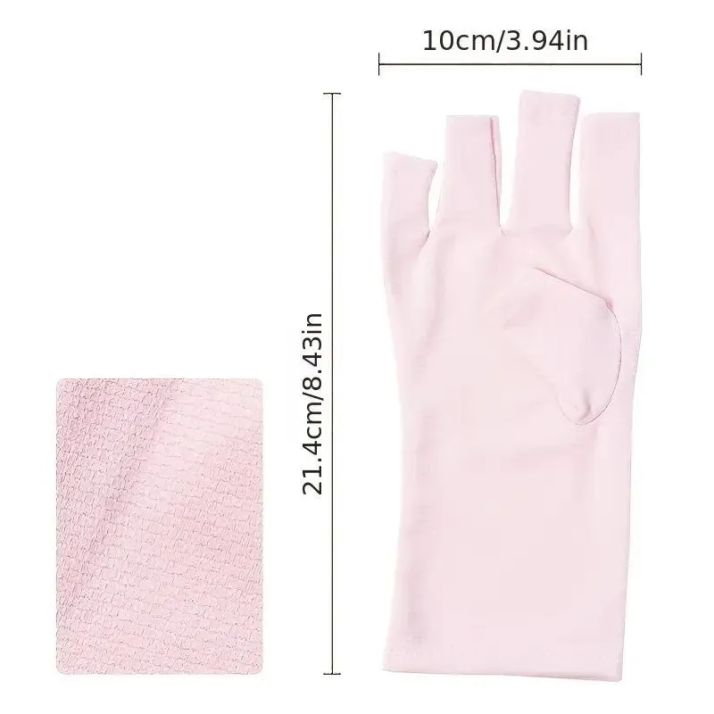 Nail Art Pink Gloves Anti UV Gloves For Gel Nail Lamp, Professional Protection Gloves For Manicures