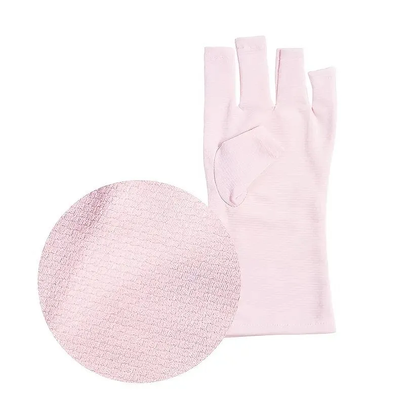 Nail Art Pink Gloves Anti UV Gloves For Gel Nail Lamp, Professional Protection Gloves For Manicures