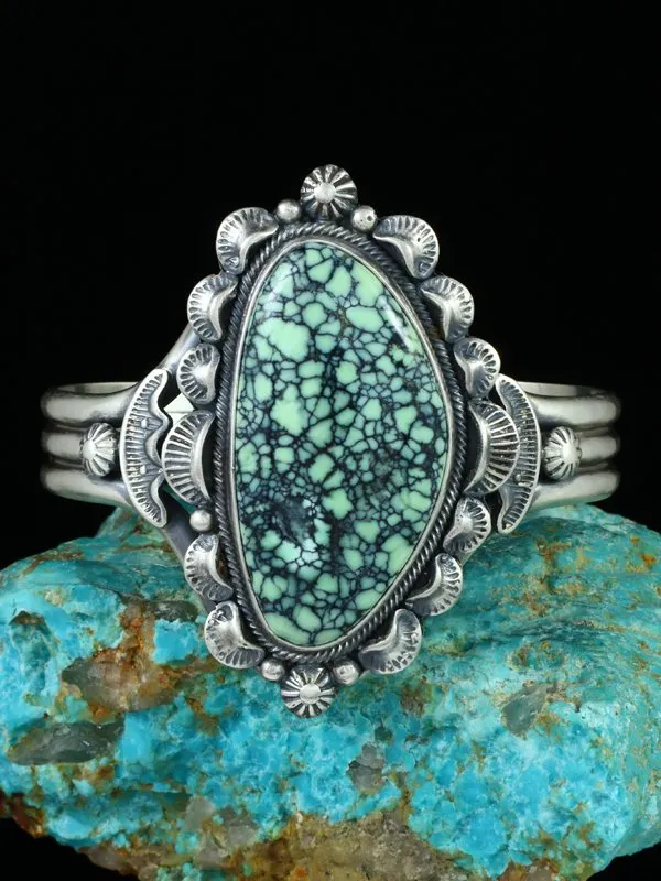 Native American Angel Wing Variscite Sterling Cuff Bracelet