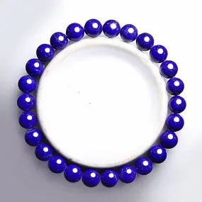 Natural old mineral Lapis round bead bracelet