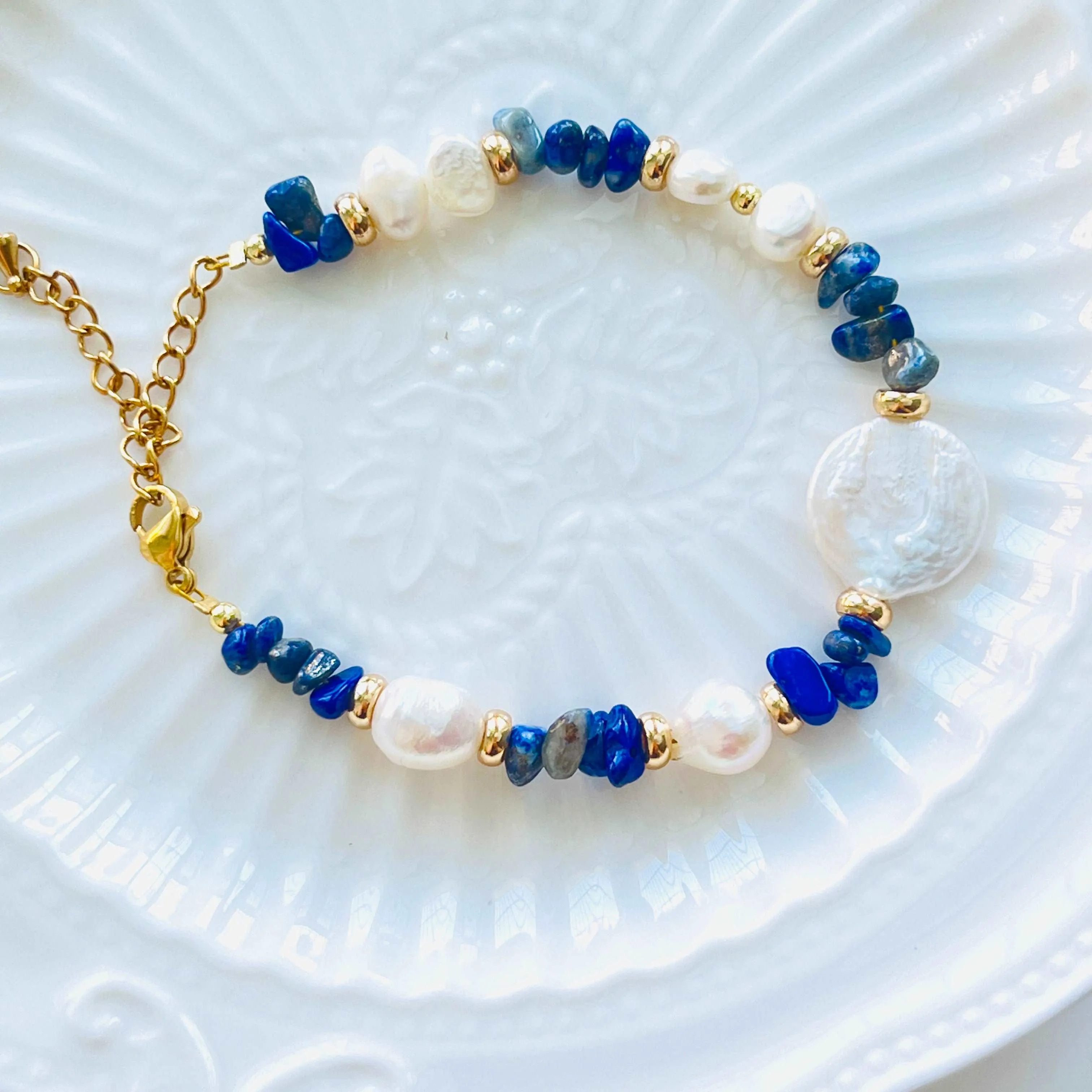 Ocean Blue Baroque Pearl Bracelet