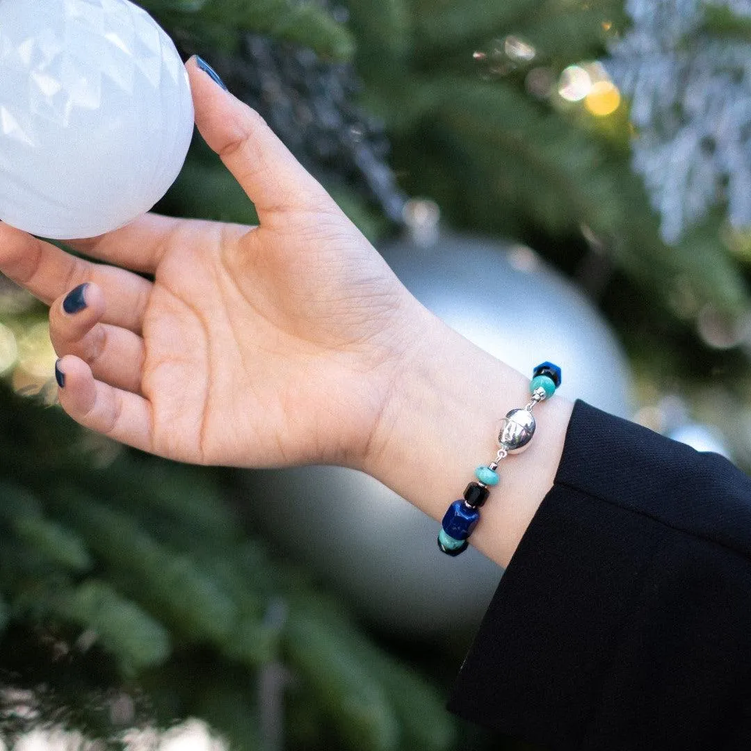 Ocean Fortune - Lapis Lazuli Turquoise Black Onyx Bracelet