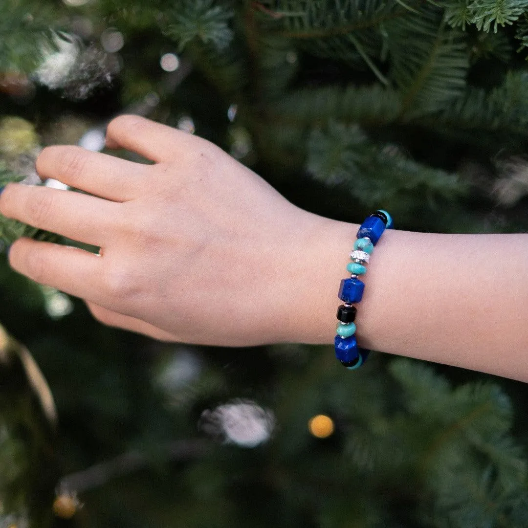 Ocean Fortune - Lapis Lazuli Turquoise Black Onyx Bracelet