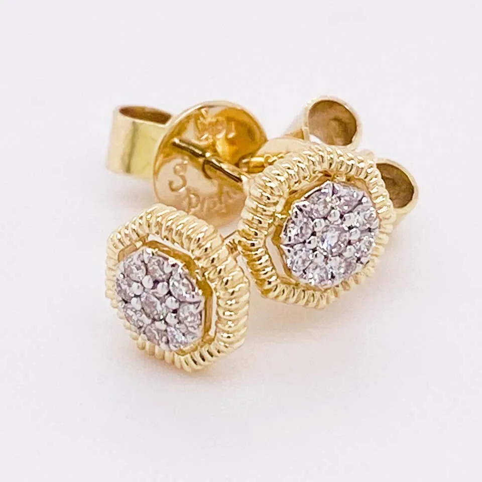 Octagonal Pavé Diamond Earrings