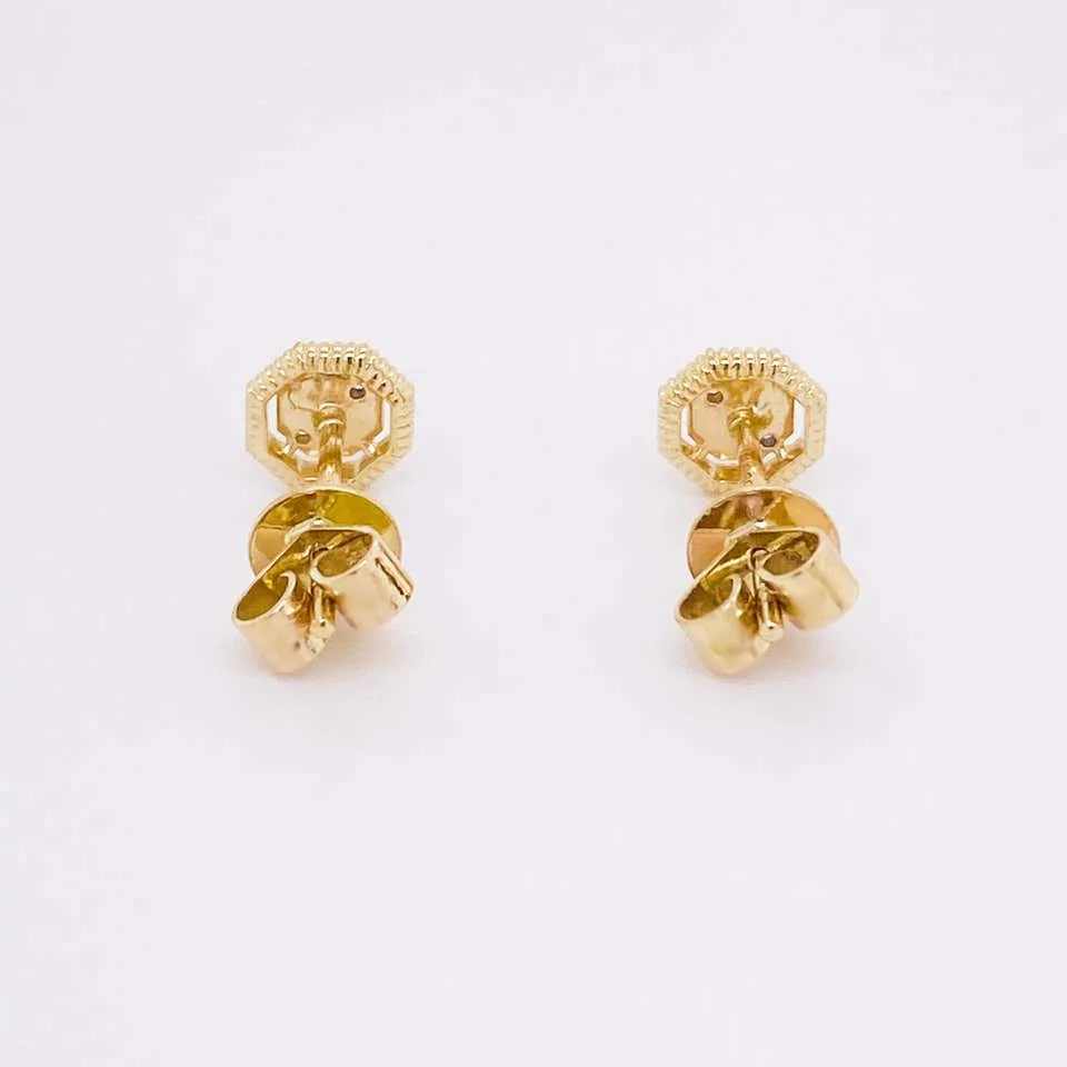 Octagonal Pavé Diamond Earrings