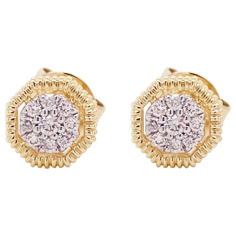 Octagonal Pavé Diamond Earrings