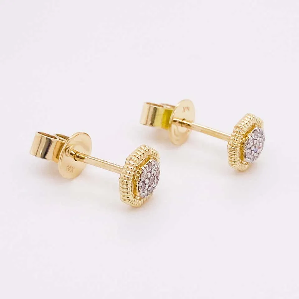 Octagonal Pavé Diamond Earrings