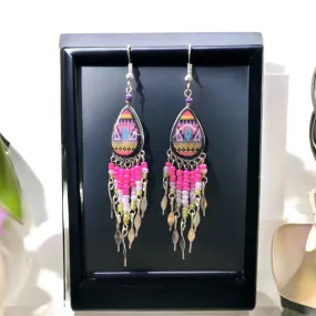 OldTribes™ Small Sized Southwestern Pink and Orange Teardrop Earrings