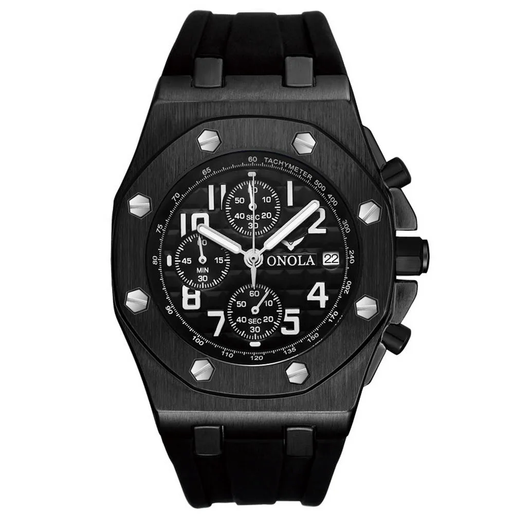 ONOLA Multifunctional Quartz Mens Watch Tough Style Steel Case