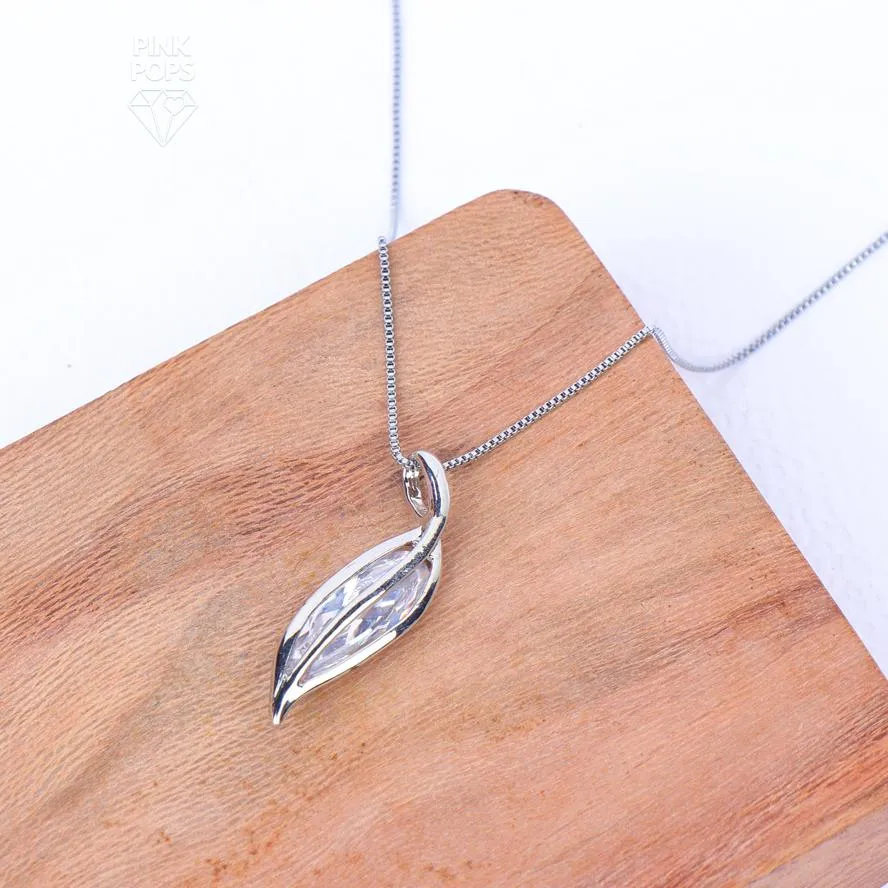 Opal Leaf  Long Chain Necklace