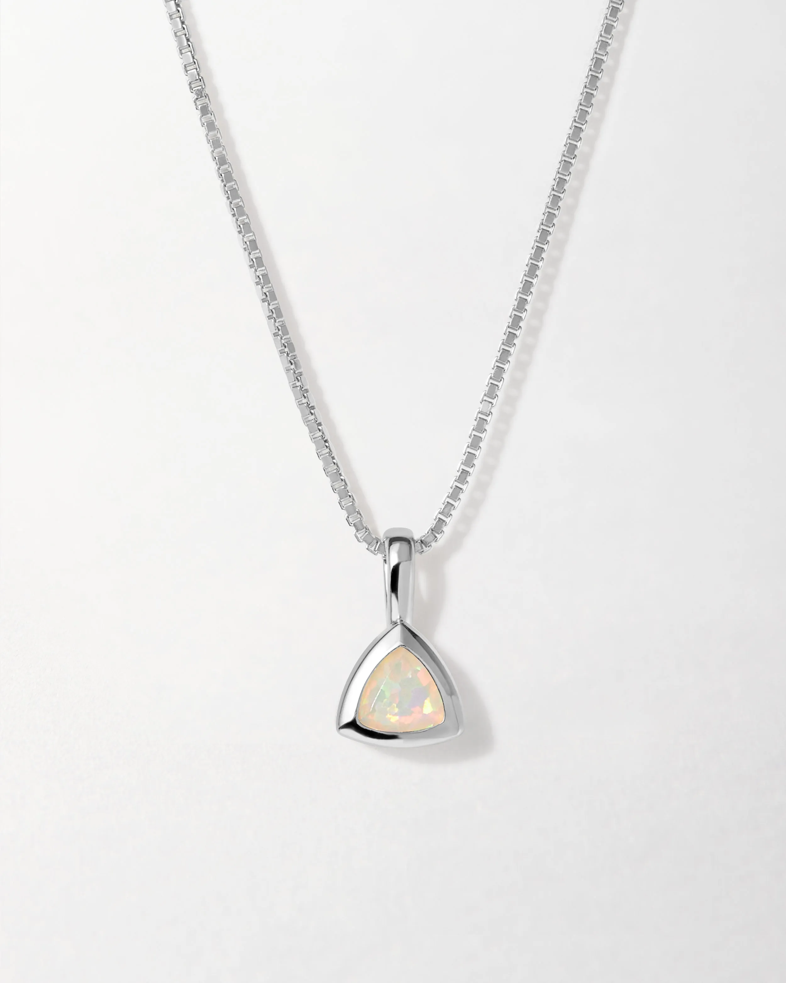 Opal October Birthstone Necklace - Silver