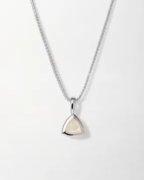 Opal October Birthstone Necklace - Silver