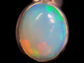 OPAL Pendant - Sterling Silver, 10x12mm Oval Cabochon - Opal Necklace, Birthstone Necklace, Opal Jewelry, Welo Opal, 49061