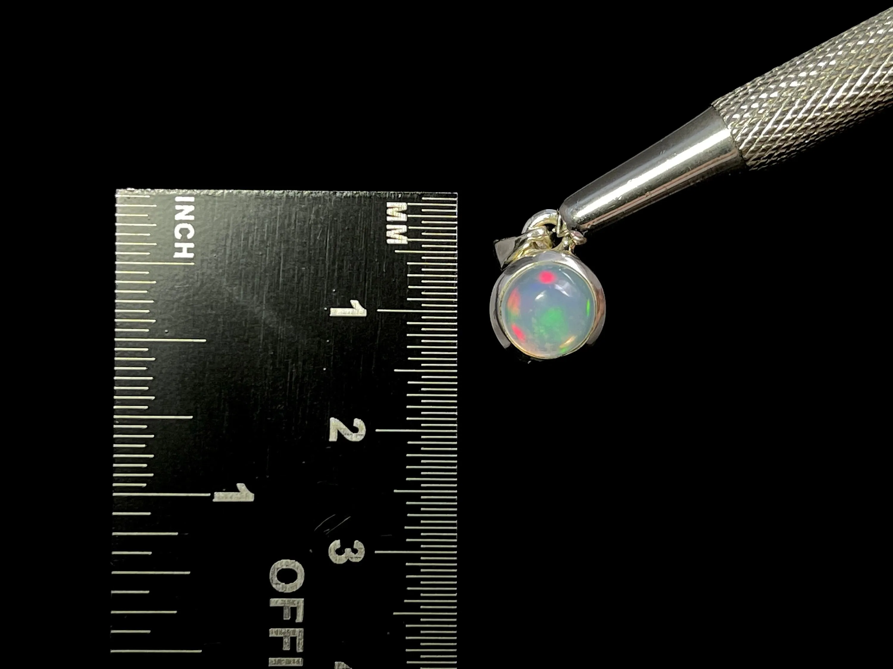 OPAL Pendant - Sterling Silver, 8mm Round Cabochon - Opal Necklace, Birthstone Necklace, Opal Jewelry, Welo Opal, 49103