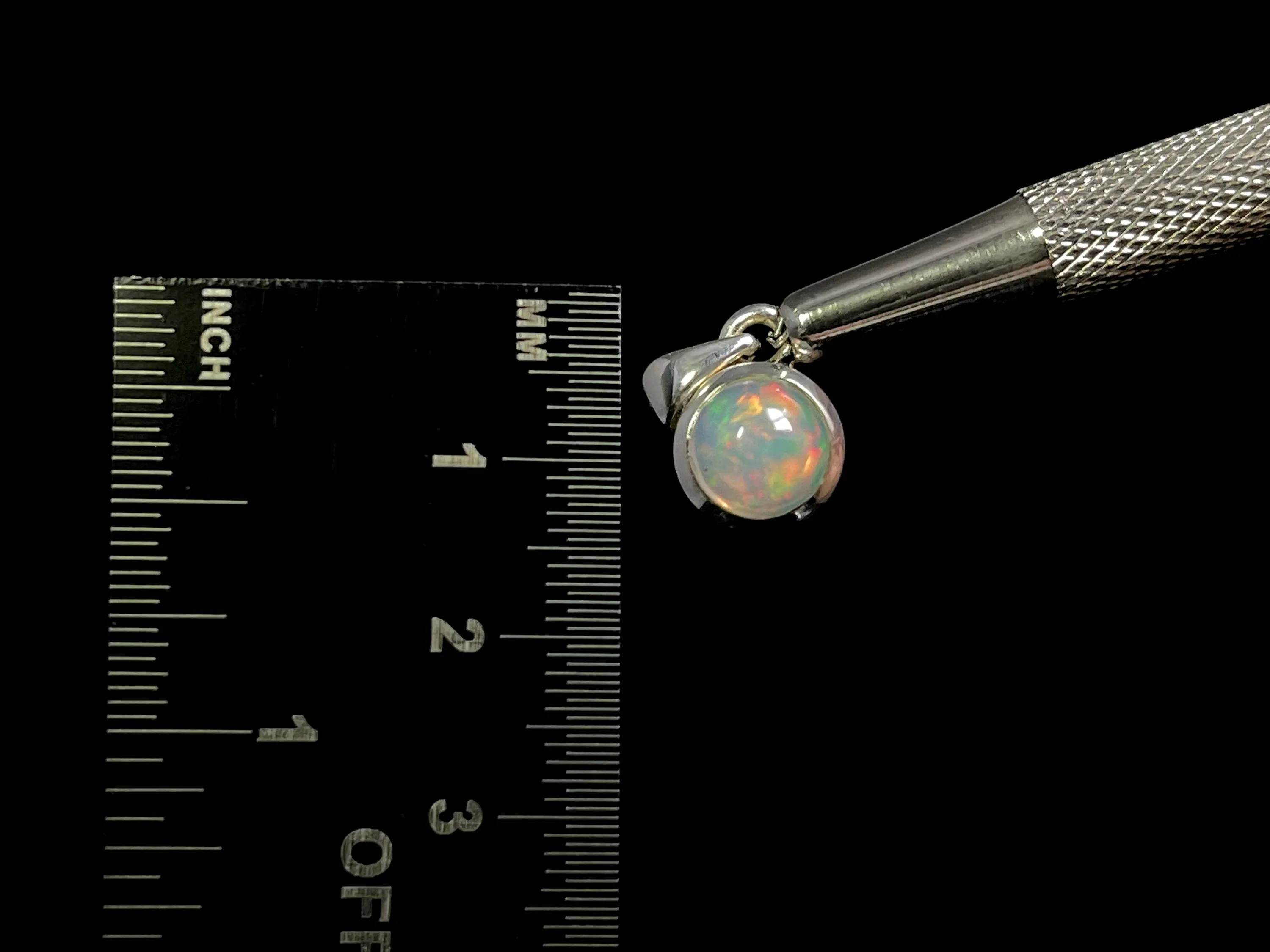 OPAL Pendant - Sterling Silver, 8mm Round Cabochon - Opal Necklace, Birthstone Necklace, Opal Jewelry, Welo Opal, 49111