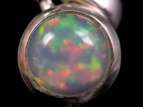 OPAL Pendant - Sterling Silver, 8mm Round Cabochon - Opal Necklace, Birthstone Necklace, Opal Jewelry, Welo Opal, 49115