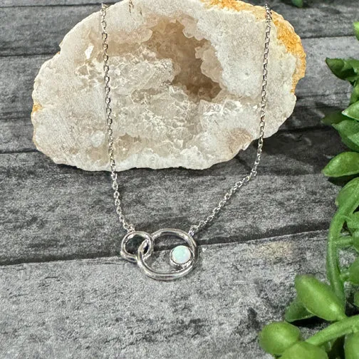 Opalstone Circles Necklace (GOLD OR SILVER)