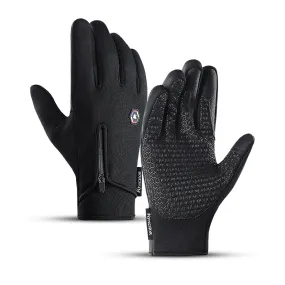 Outdoor Winter Cycling Gloves Water Wind Proof Warm Nonslip Touchscreen Gloves Black Motorcycle Gloves Men for Work Bike Hiking