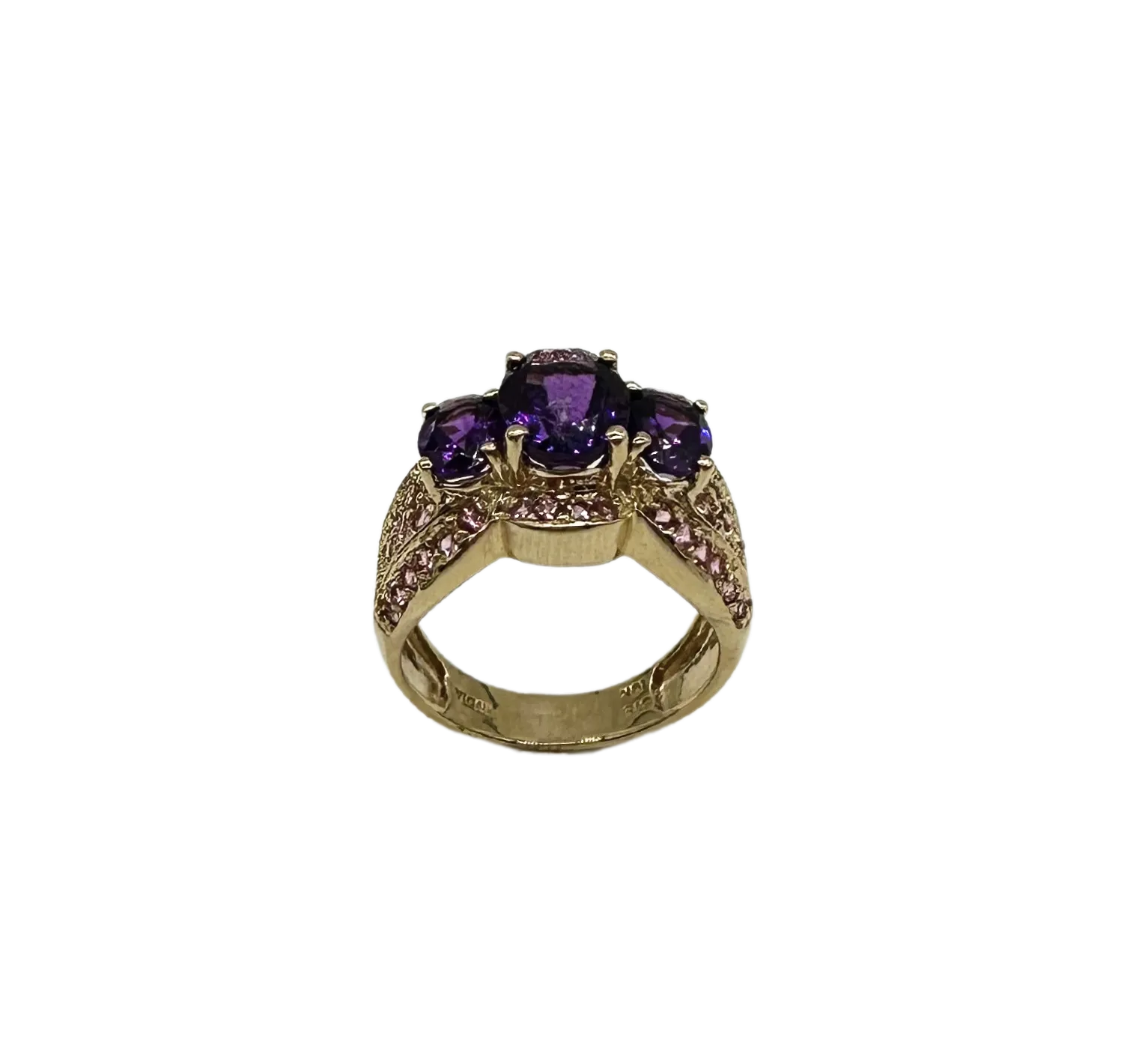 Oval Amethyst & Pink Tourmaline Ring