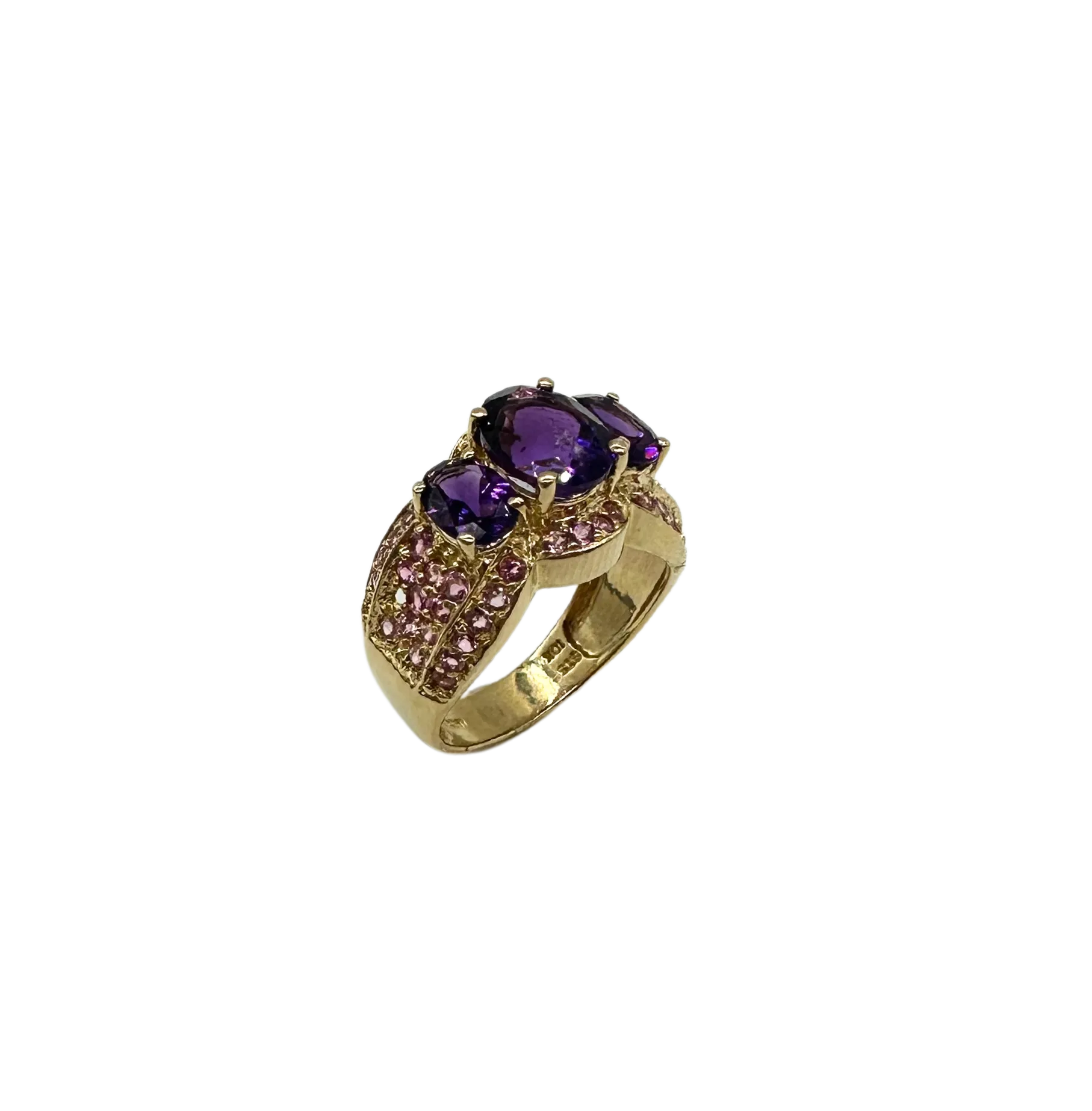 Oval Amethyst & Pink Tourmaline Ring