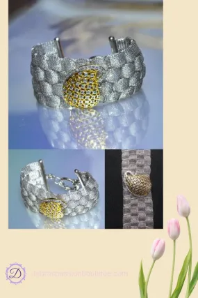 Paisley Basketweave Sterling Silver Mesh Bracelet