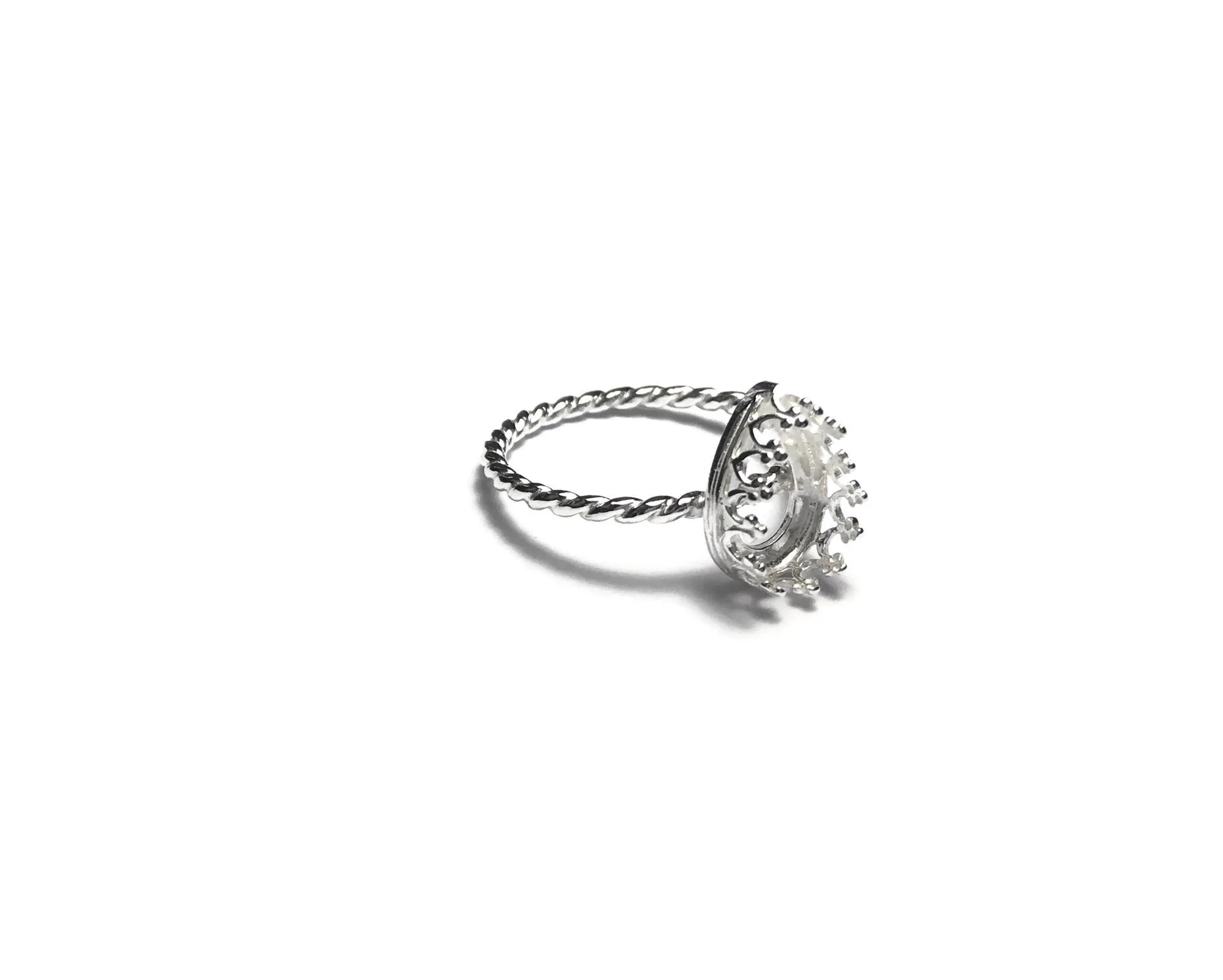 Pear Teardrop Crown Ring Blank Twist Band | 7x10, 8x10, 14x10 mm