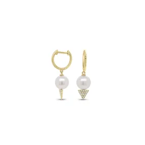 Pearl & Diamond Spike Huggie Earrings