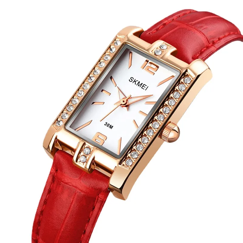 Personalized All-Match Rose Gold Diamond Women's Student Small Square Steel Belt Quartz Watch