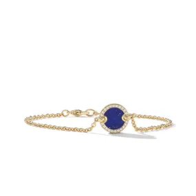 Petite DY Elements Center Station Chain Bracelet in 18K Yellow Gold with Lapis and Pavé Diamonds