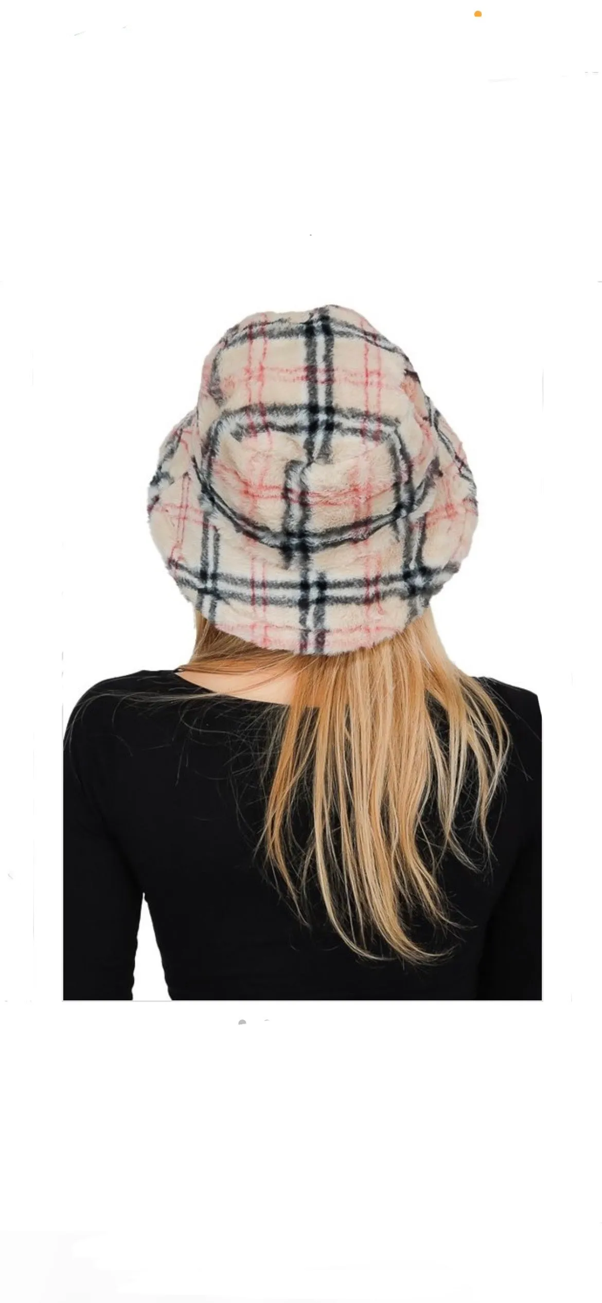 Plaid Patterned Faux Fur Bucket Hat