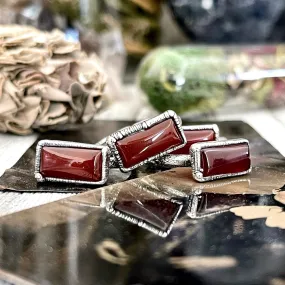 Red Carnelian Ring in Fine Silver Size 6 7 8 9 10/ Foxlark Collection