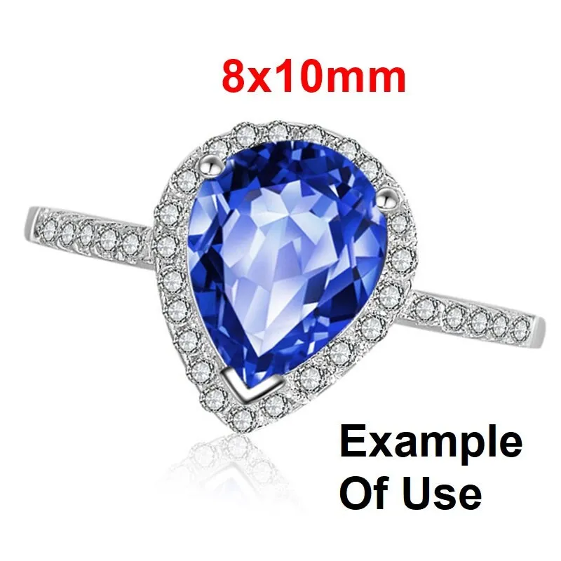 Ring Setting Blank 8x10mm 1pc 925 Sterling Silver CZ Semi Mount for 1 Drop Shape Faceted Stone 3 Prongs Love Theme Wholesale Available