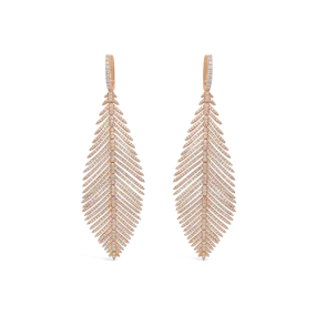 Rose Gold & Diamond Feather Earrings