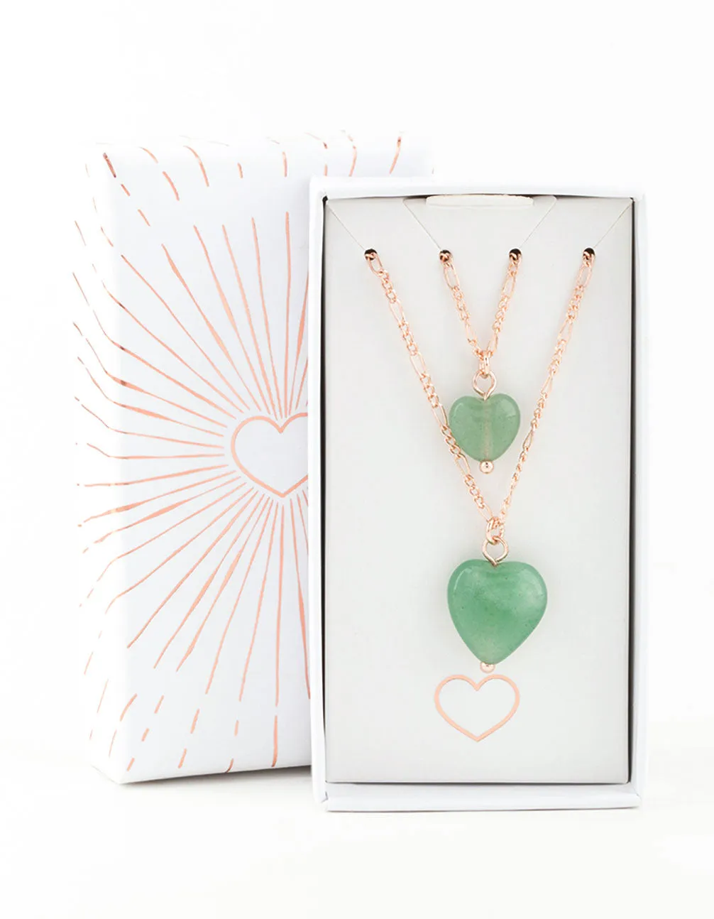 Rose Gold Semi-Precious Mini Heart Necklace Pack