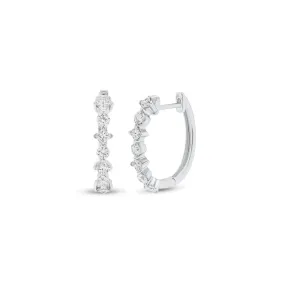 Round & Princess-Cut Diamond Huggie Earrings