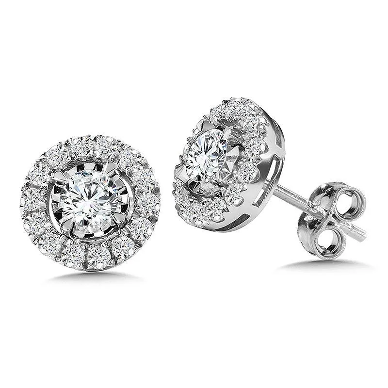 ROUND DIAMOND STAR, HEAVENLY HALO EARRINGS