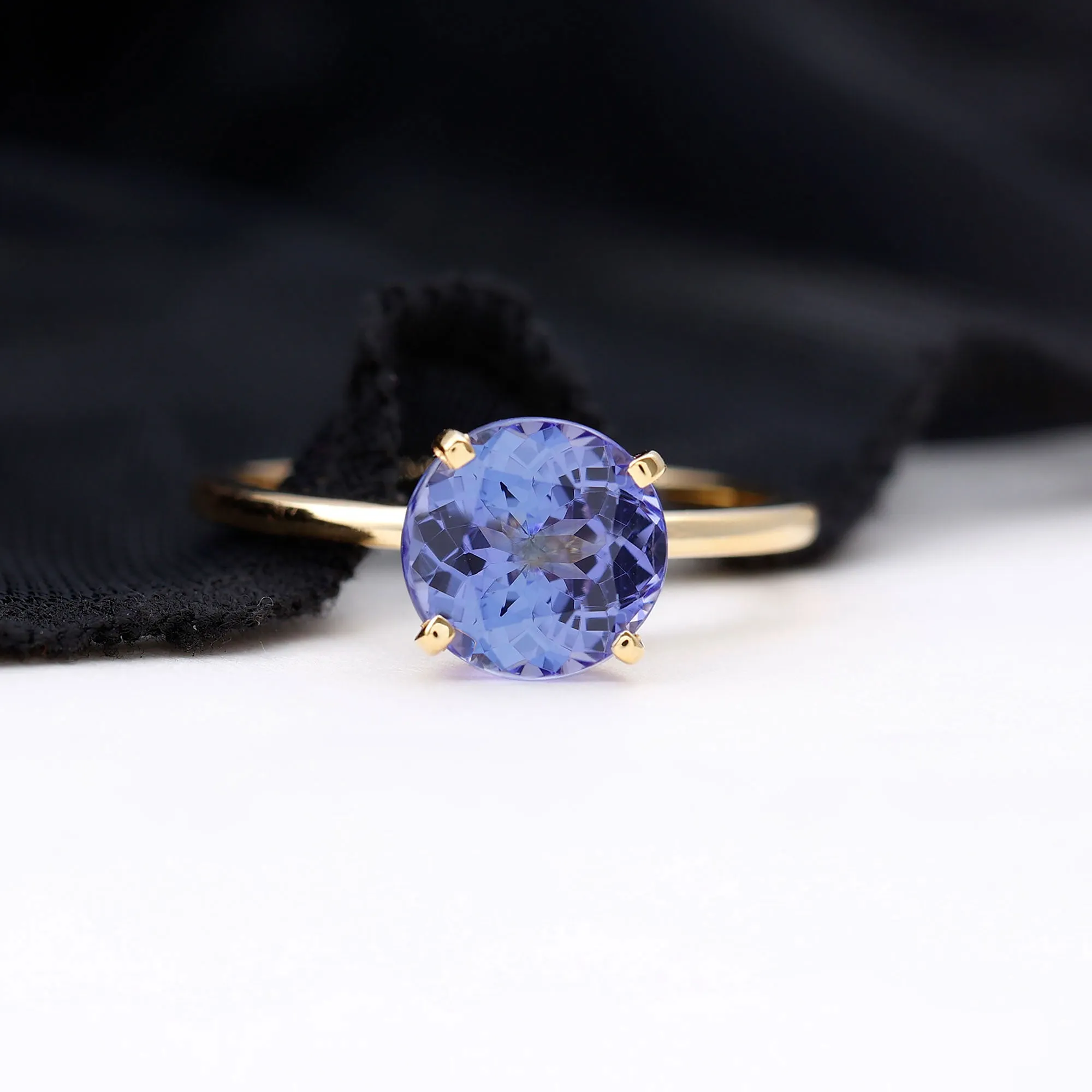 Round Tanzanite Solitaire Engagement Ring