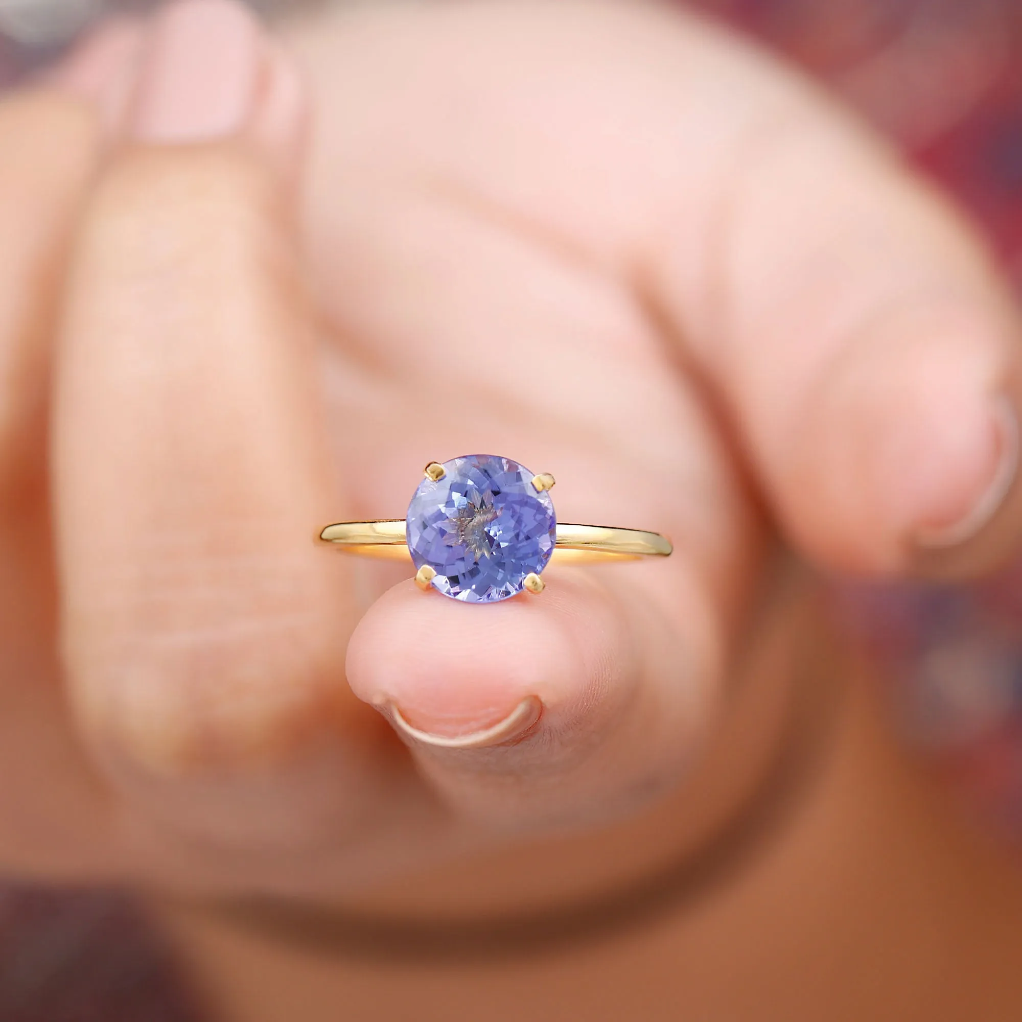 Round Tanzanite Solitaire Engagement Ring