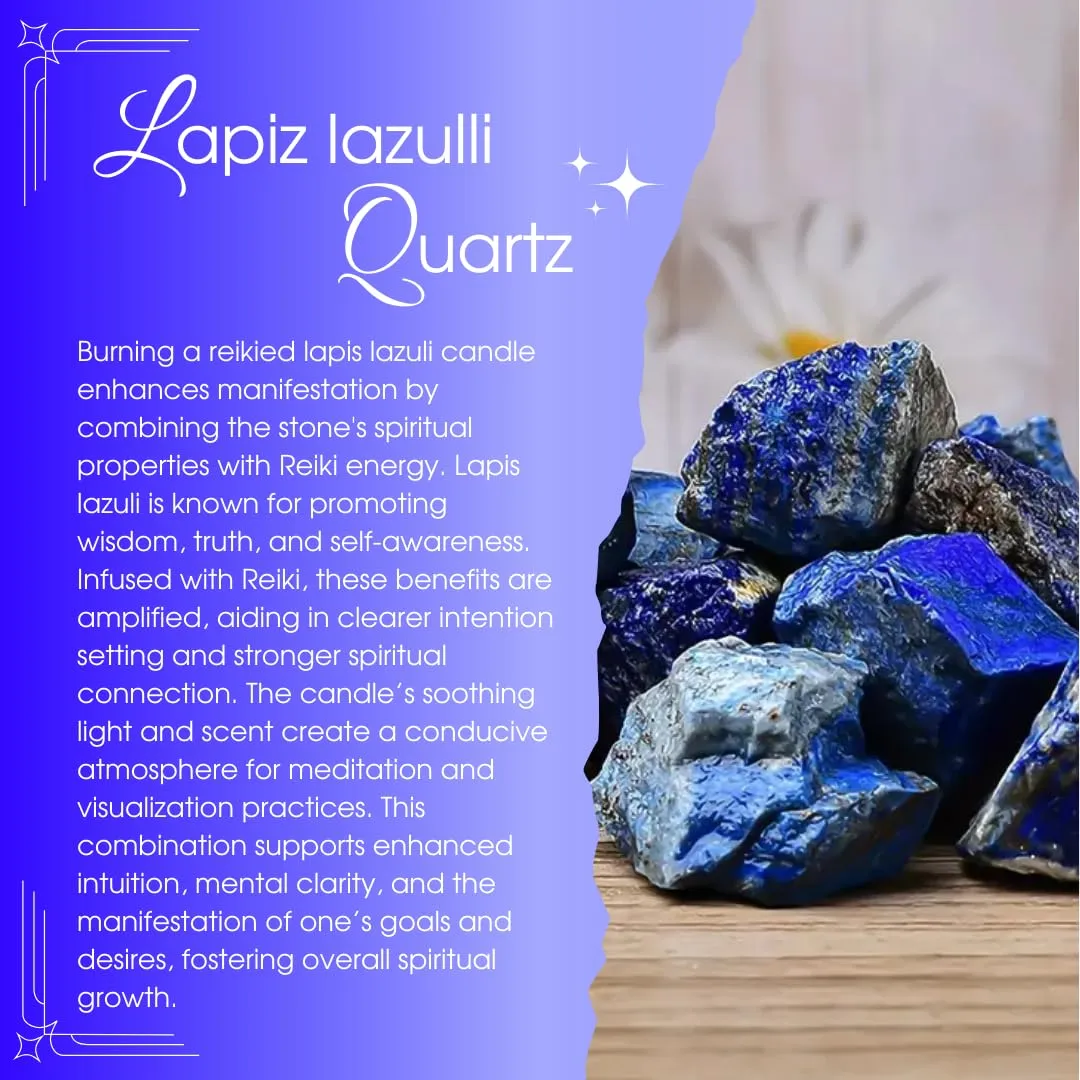 Ruya's Handcrafts Bella Crystal Jar Double Wick Lapis Lazuli Stone | Mood Enhancer That Evokes Childhood Memories, Therapy Candles | Depression Buster Candles (Lush Nodes)